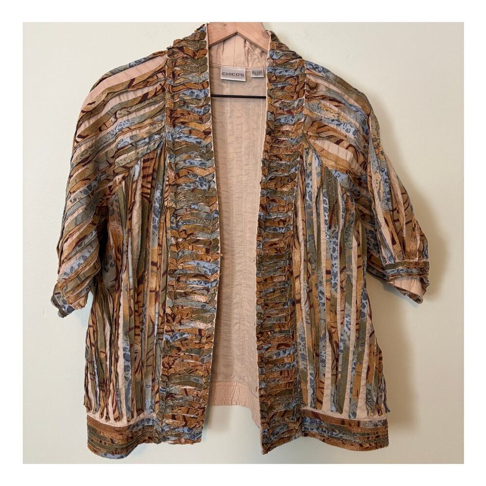 Chico's "Art to Wear" Jacket Size 3 (XL), Boho Earthy Artisan